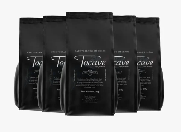 Café em Grãos Tocave Premium 1250g (5 pacotes com 250g) Arábica com Torra Média