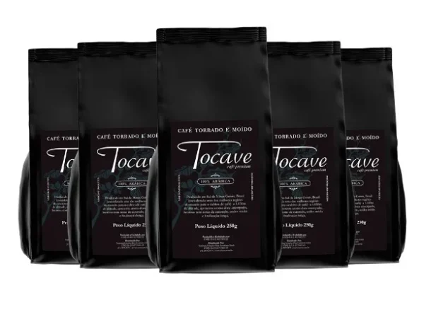 Café Torrado Moído Tocave Premium 1250g (5 pacotes com 250g) Arábica com Torra Média